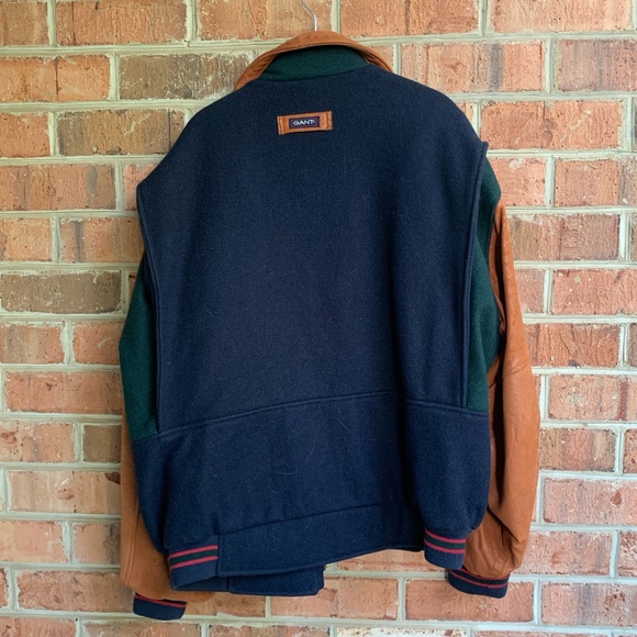 GANT “Flyer” Wool/Leather Varsity Bomber Jacket - Picture 2 of 6